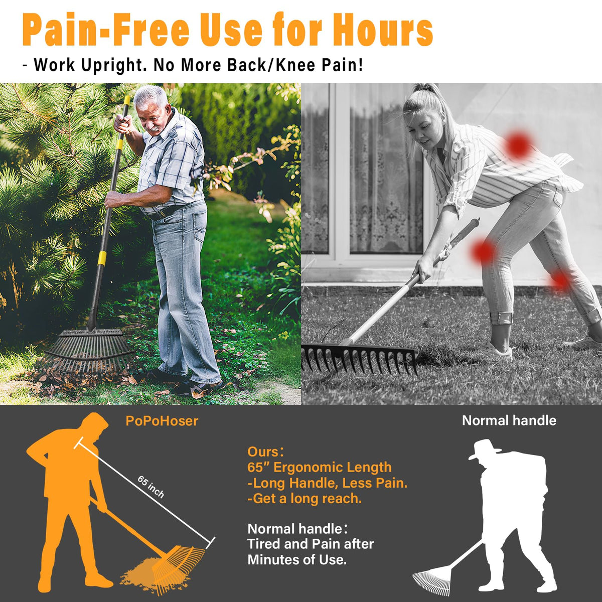 PoPoHoser ergonomic-5ft-handle reduces back strain during sessions
