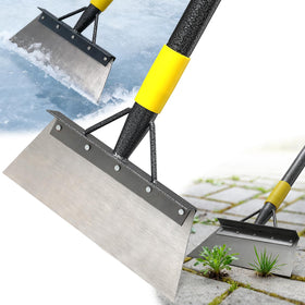 PoPoHoser floor scraper with 60-inch handle assembled for outdoor tasks