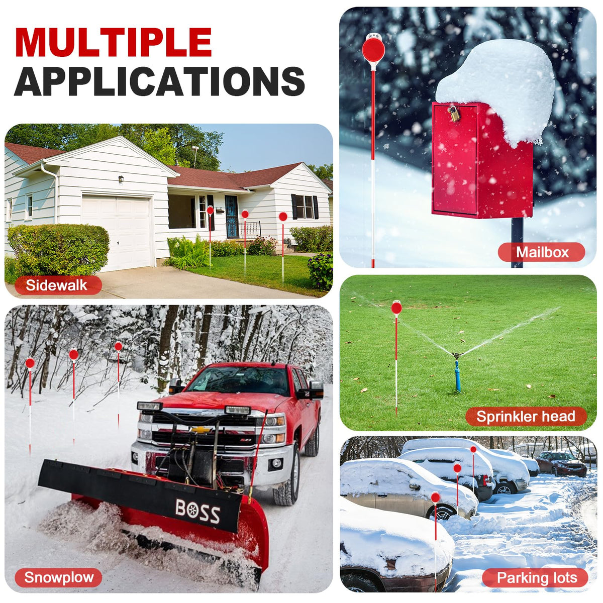 PoPoHoser weather-resistant driveway markers endure rain and snow year-round.