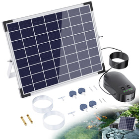 POPOSOAP 15W solar pond aerator front view delivering balanced oxygen in ponds.