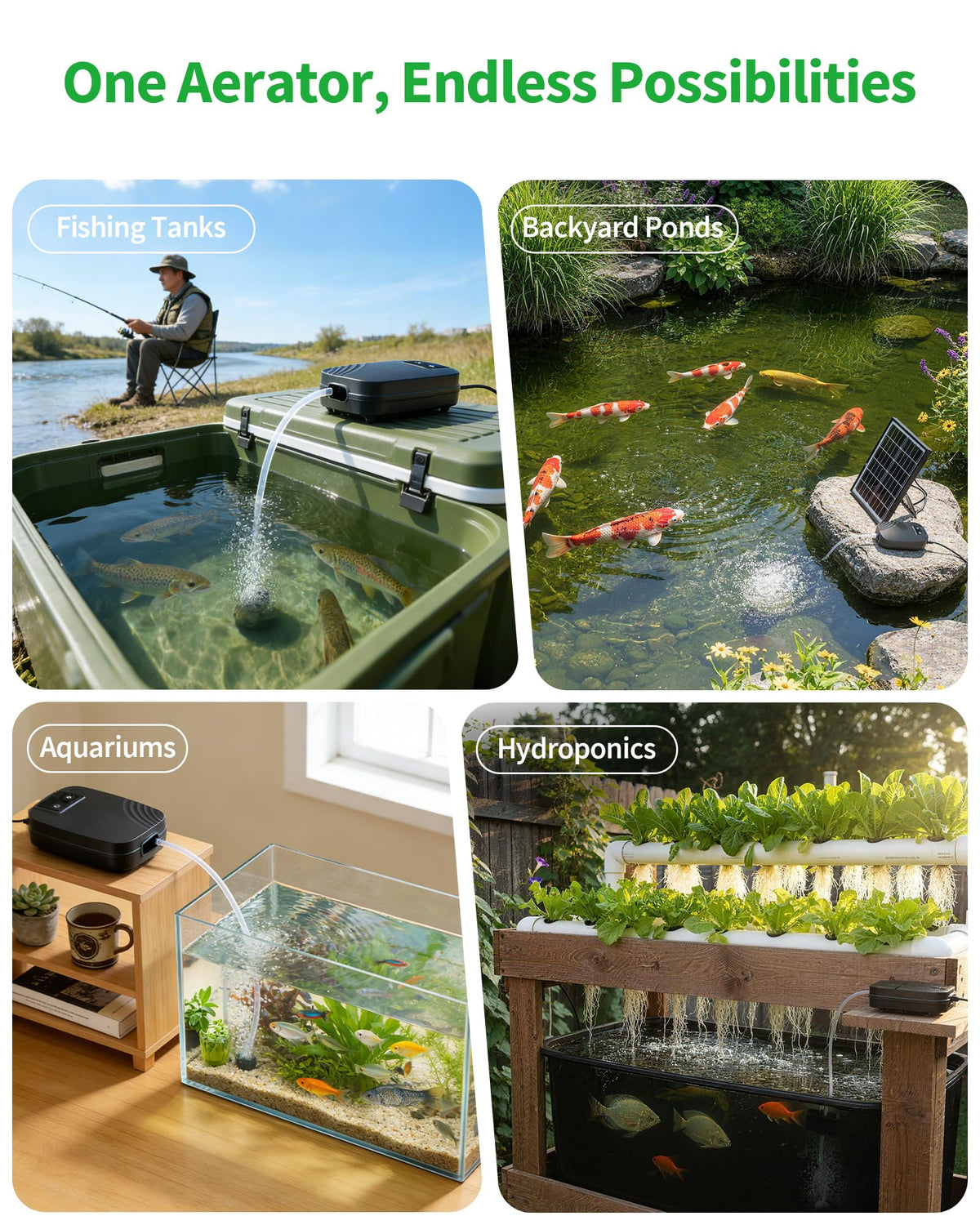 POPOSOAP 24H aeration maintains water movement day and night for active life