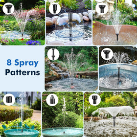 POPOSOAP nozzles showcase eight spray patterns for varied garden displays.