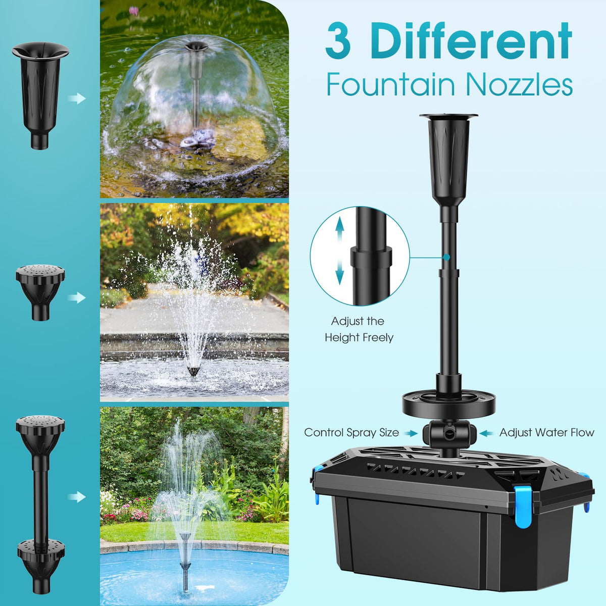 POPOSOAP 660GPH pump powers ponds up to 1,200 gallons.