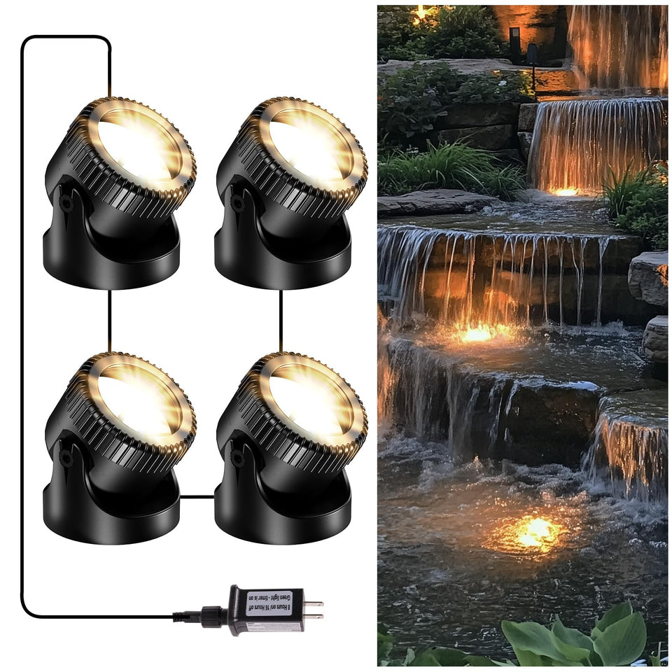 POPOSOAP Pond Lights 4in1 warm white illuminate ponds with energy-efficient glow.