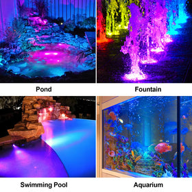 POPOSOAP RGB LED underwater light showcases vivid color for fountains.