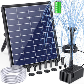 POPOSOAP solar fountain pump in a bird bath providing gentle water circulation