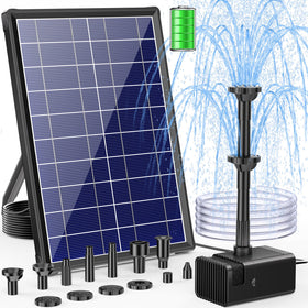 POPOSOAP solar fountain pump ready for garden bird bath setup.