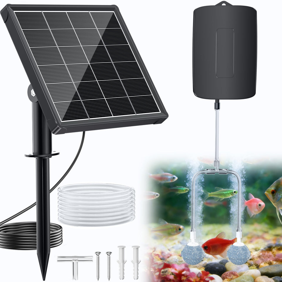 POPOSOAP solar pond aerator with battery backup for continuous oxygenation.