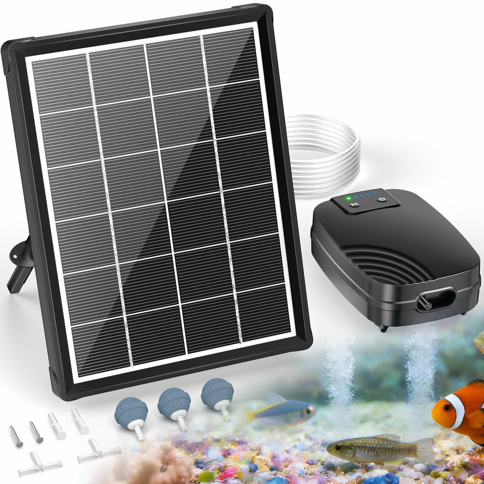 Poposoap solar pond aerator panel separation enables wire-free setup for small ponds.