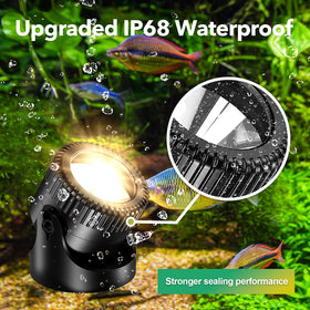 POPOSOAP underwater lights brighten a pond with warm white LEDs