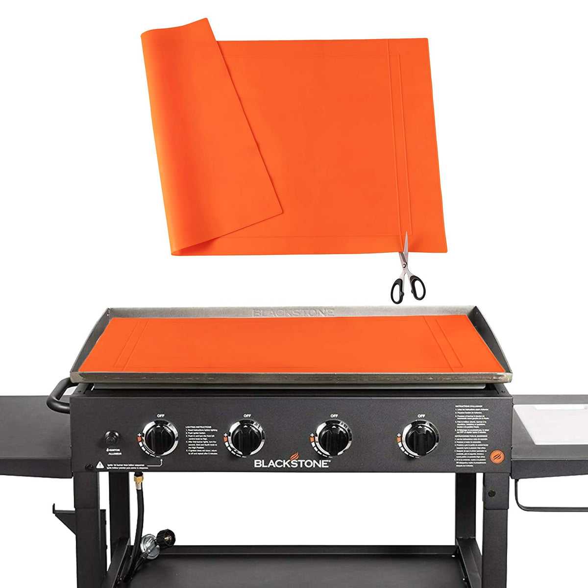 POPQEEN cuttable silicone griddle mat 36-inch protects Blackstone from debris and rust.