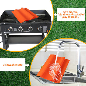 POPQEEN cuttable silicone griddle mat is easy to wipe clean after cooking.
