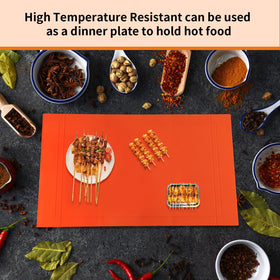 POPQEEN cuttable silicone griddle mat ideal for outdoor use and camping setups.