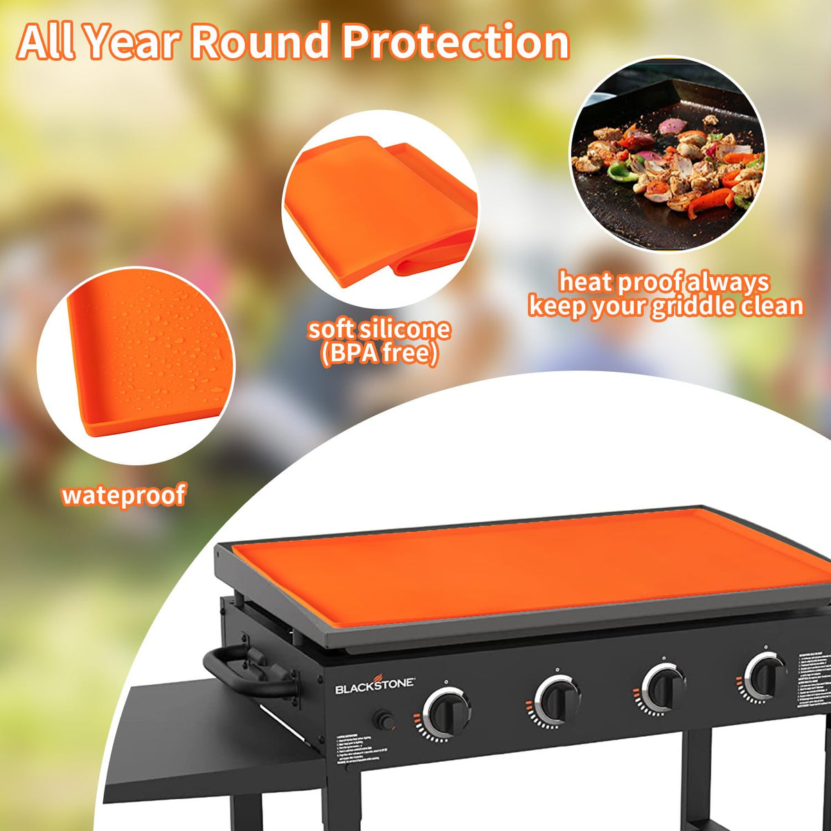 POPQEEN 36in griddle cover side view protects against insects and dust.