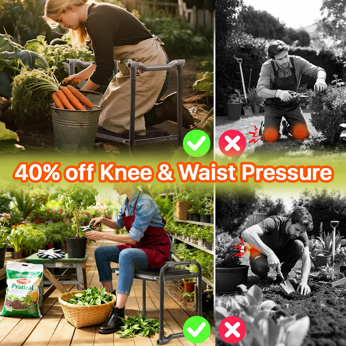 Poraise ergonomic-2in1-design highlights switchable seat and kneeler
