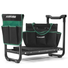Poraise garden kneeler seat heavy-duty with steel frame for extended gardening comfort