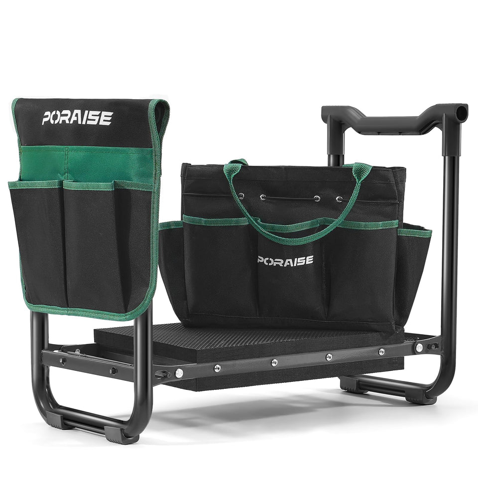Poraise garden kneeler seat heavy-duty with steel frame for extended gardening comfort