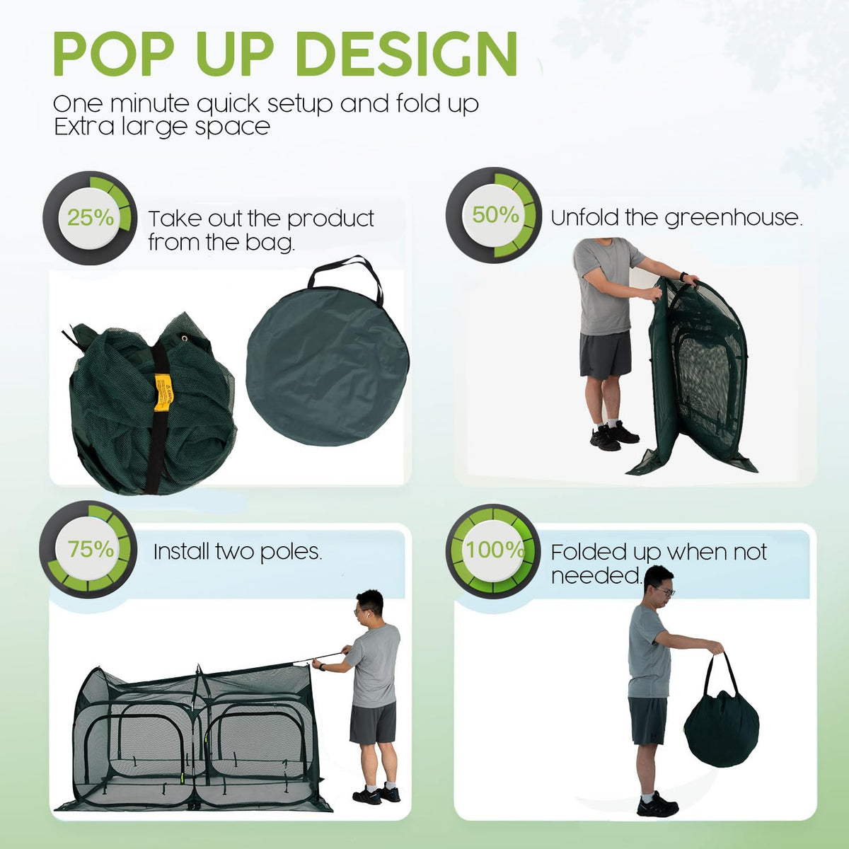 Porayhut four zipper doors front and back for easy entry