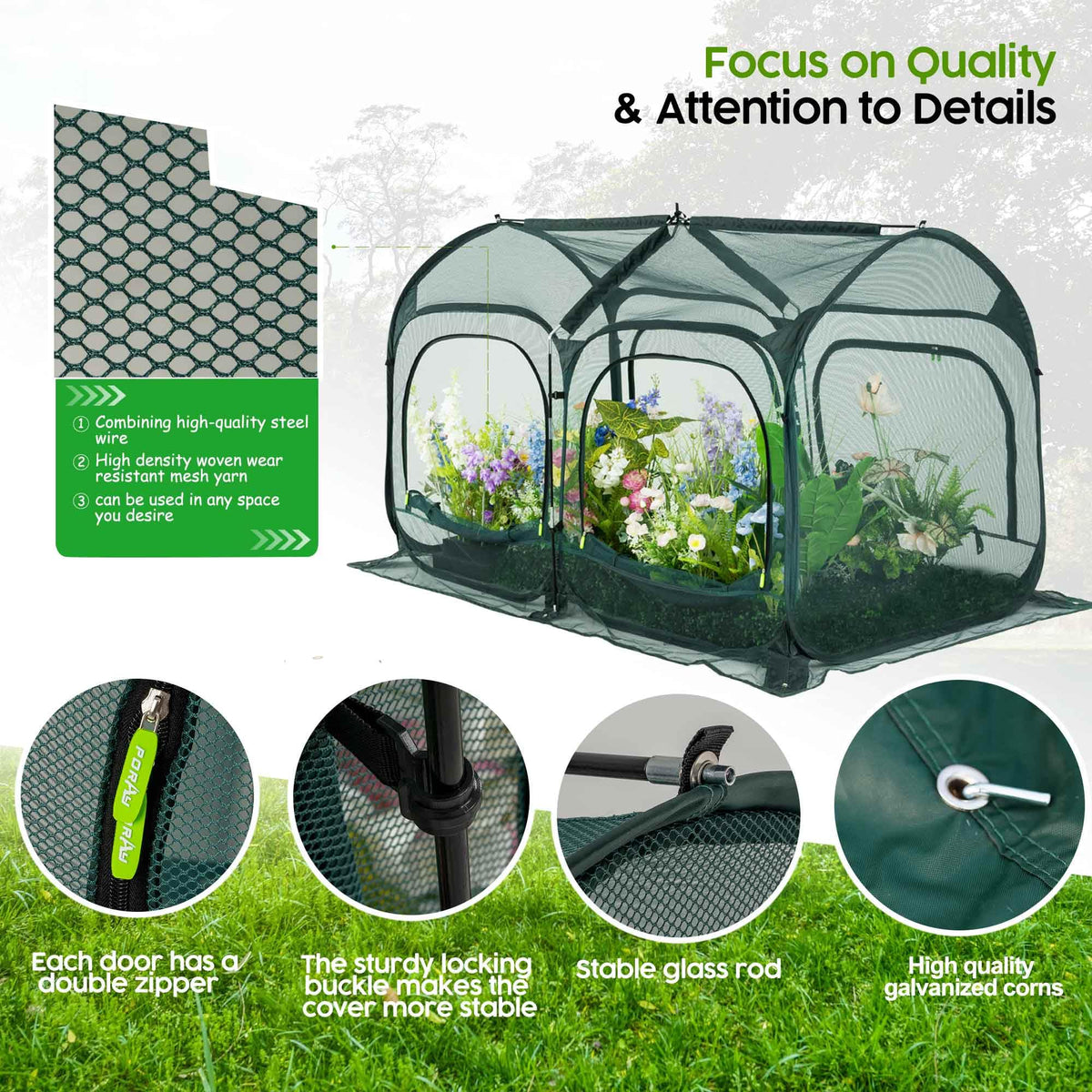 Porayhut quick-open net enables fast garden access
