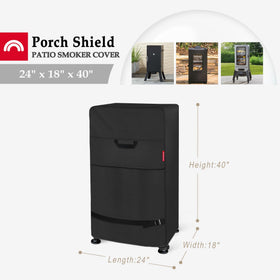 Porch Shield 40-inch smoker cover side view showing durable fabric
