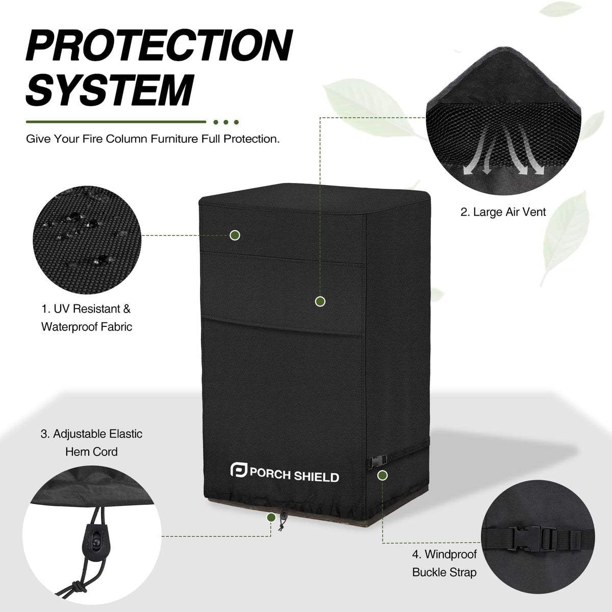 Porch Shield adjustable buckle straps ensure a snug, wind-resistant fit.
