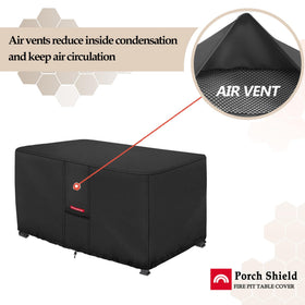 Porch Shield adjustable hem and buckles ensure a snug fit.