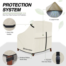 Porch Shield air-vent reduces condensation for drier stored chairs