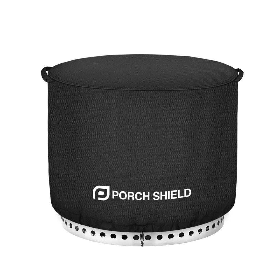 Porch Shield bonfire cover on a 22-inch fire pit for full protection.