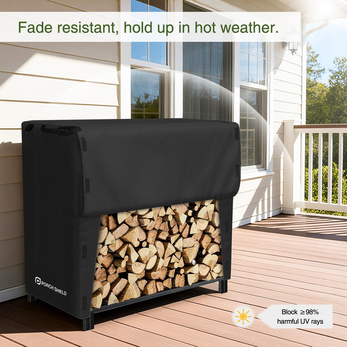 Dimensions of Porch Shield firewood cover for 48l x 25w x 45h racks