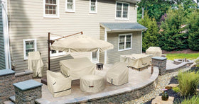 Porch Shield heavy-duty handles on 32in cover enable easy on/off.