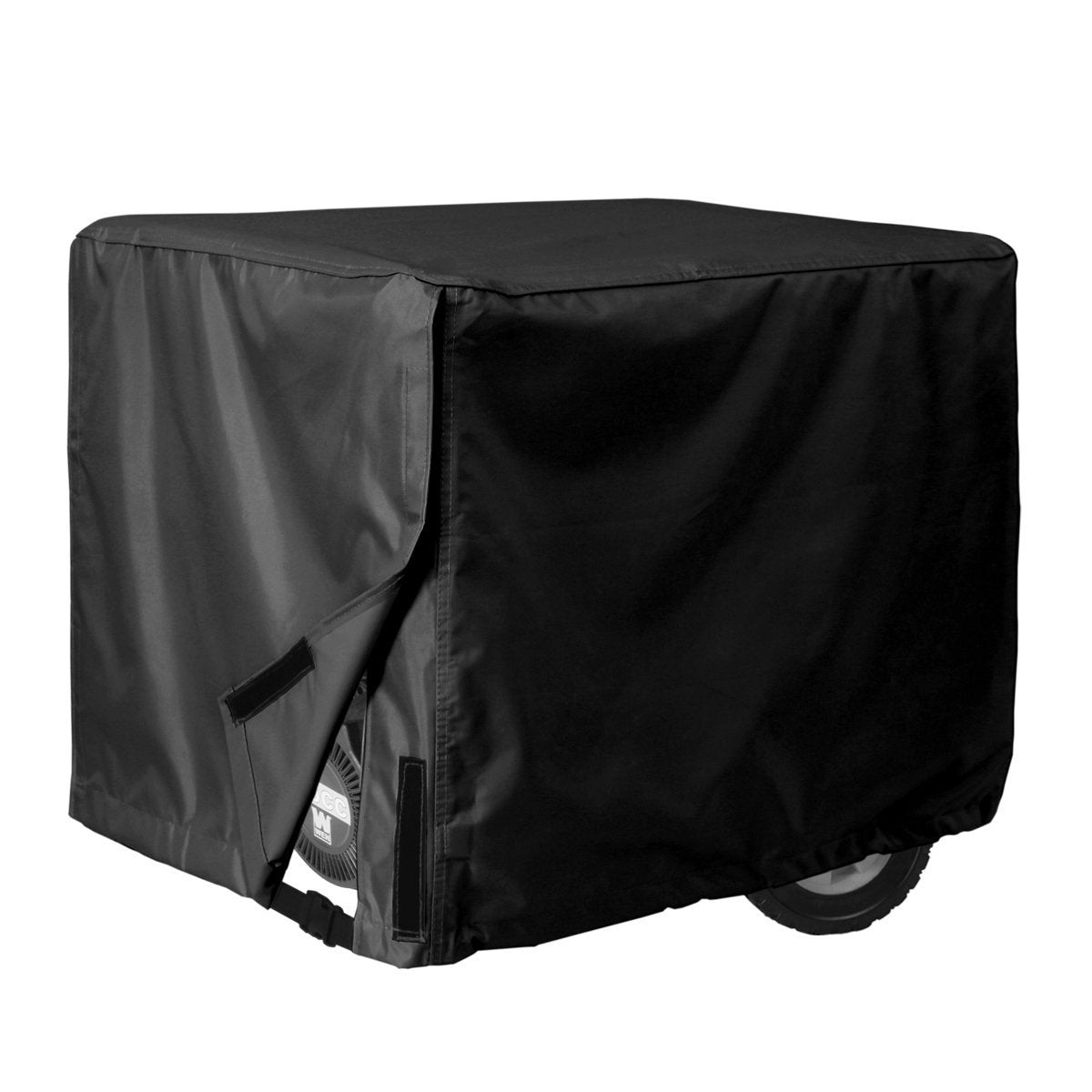 Porch Shield generator cover side view showing a snug 32x24x24 inch fit