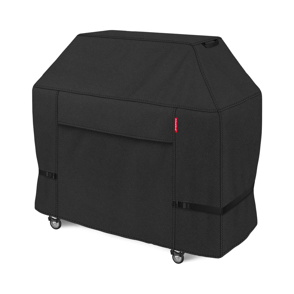 Porch Shield grill cover front view protecting a 58-inch grill from sun and rain