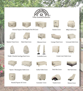 Porch Shield light tan color blends with outdoor décor while protecting your grill.