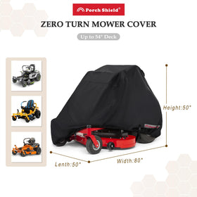 Porch Shield mower cover highlights waterproof PU coating for rain protection