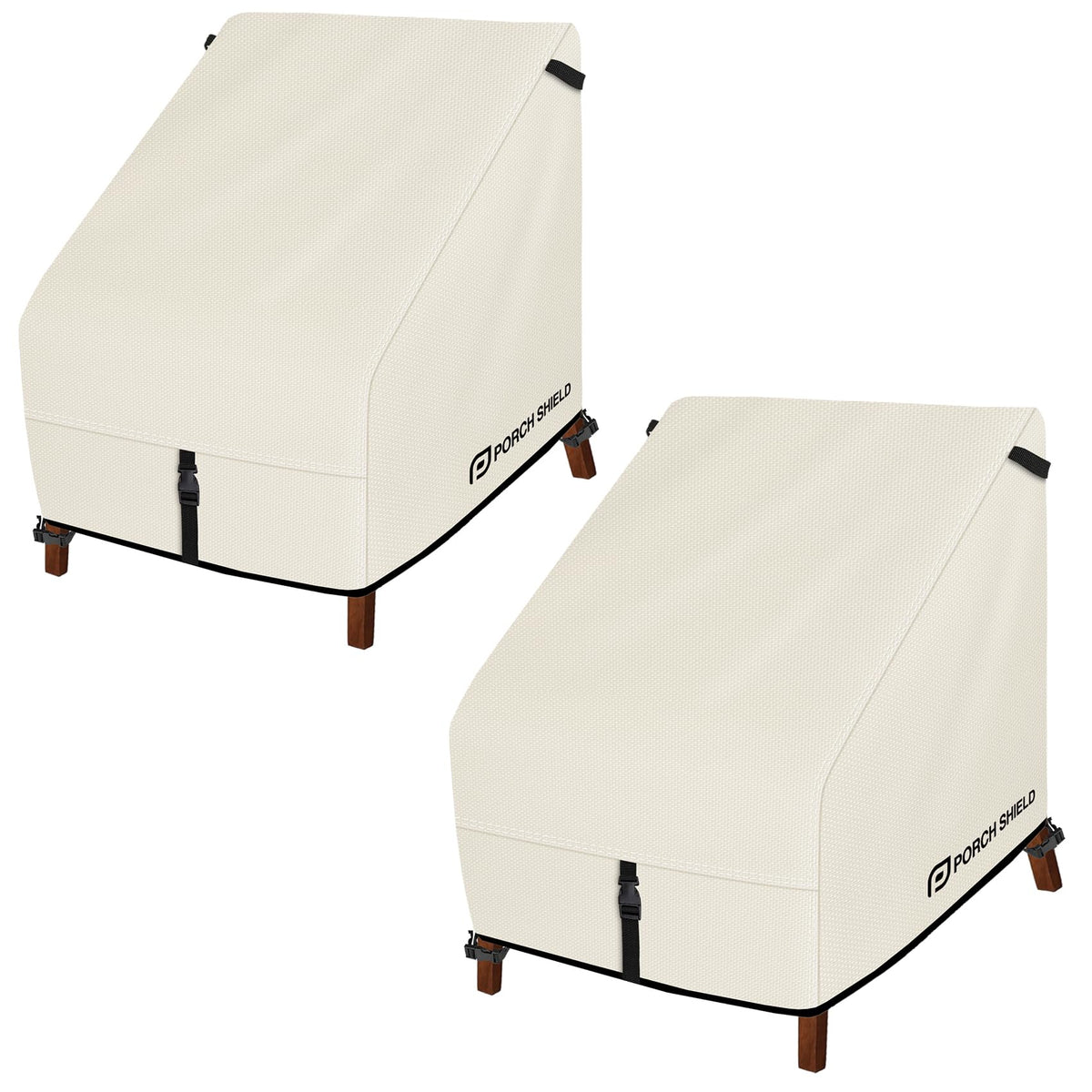 Porch Shield waterproof-beige chair cover protecting a deep-seat chair from rain
