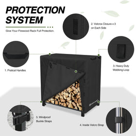 Porch Shield firewood cover quick-grab door mode in action