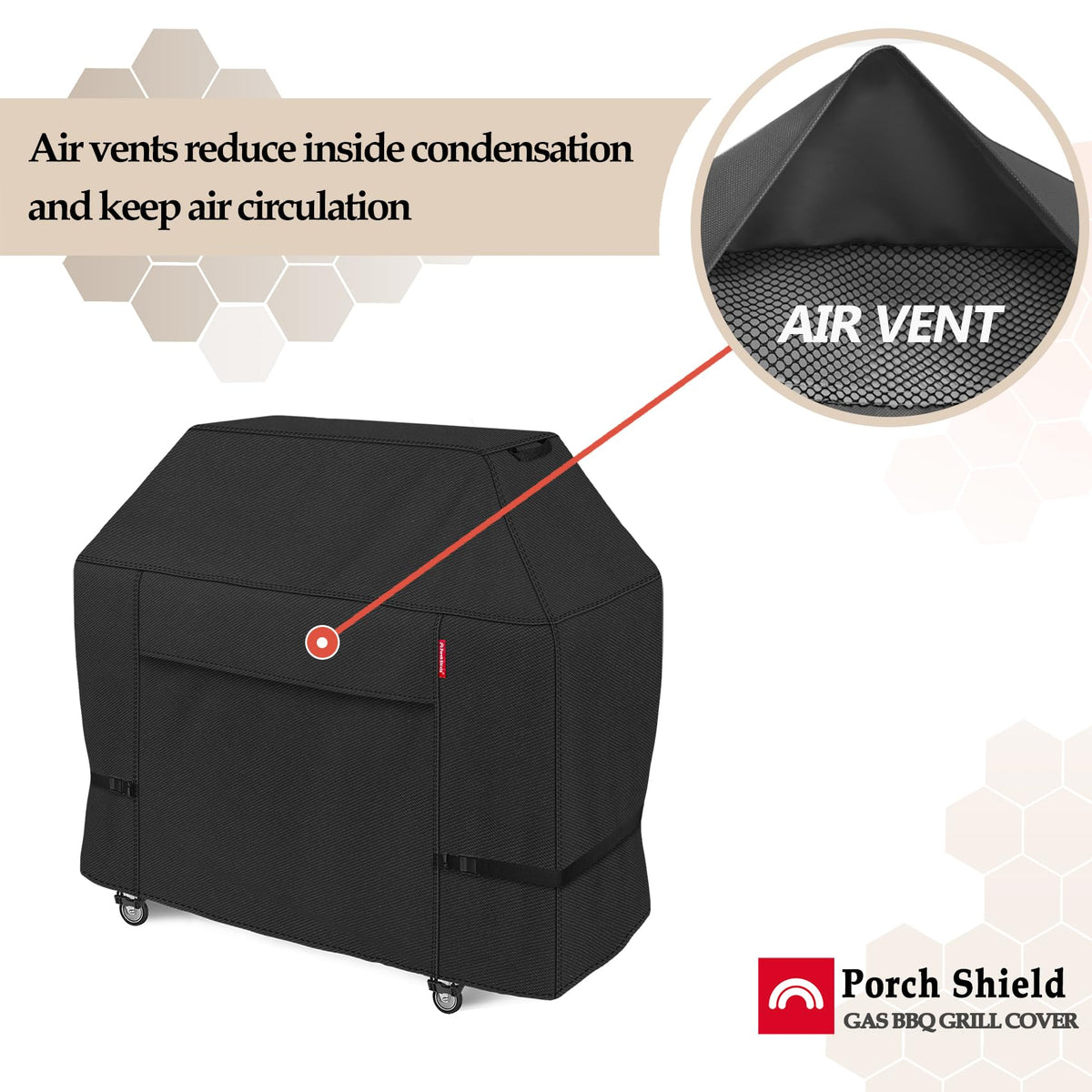 Porch Shield sealed seams help resist weather wear.