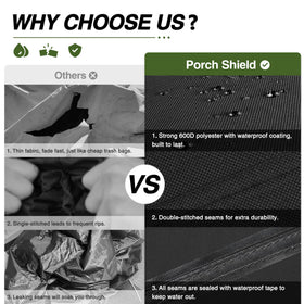 Porch Shield UV fade-resistant cover maintains color under sun exposure.