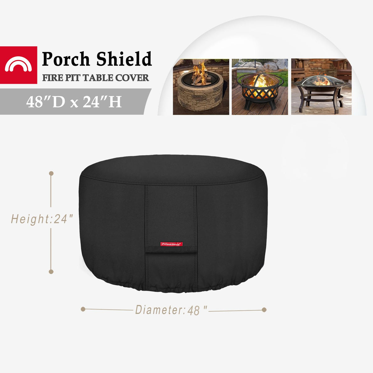 Porch Shield 600D polyester cover, waterproof and durable for year-round use.