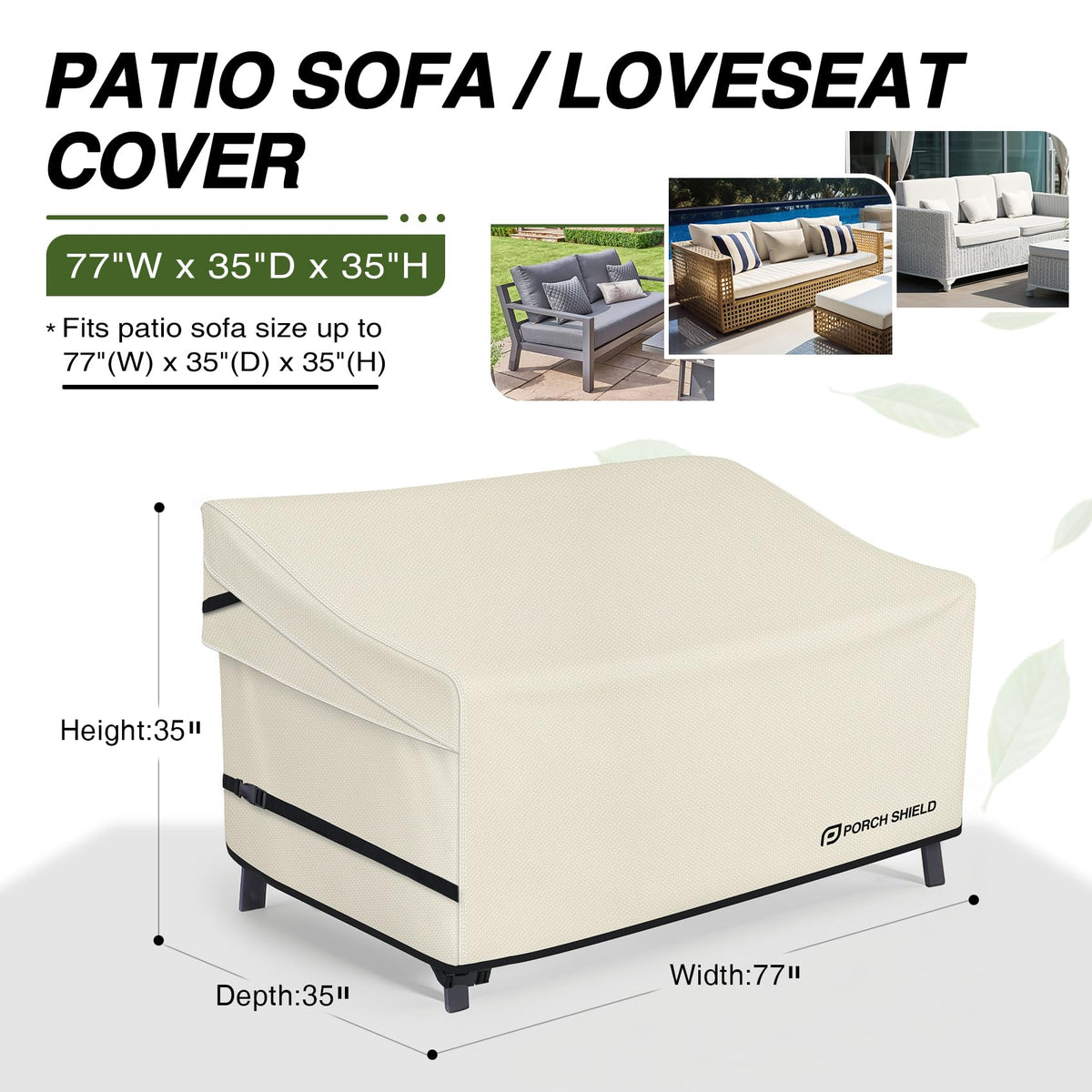 Porch Shield waterproof fabric close-up highlights durable 600D material and sealed seams.
