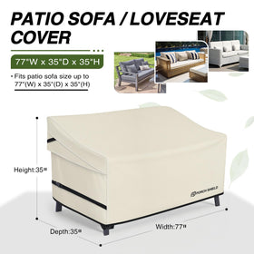 Porch Shield waterproof fabric close-up highlights durable 600D material and sealed seams.