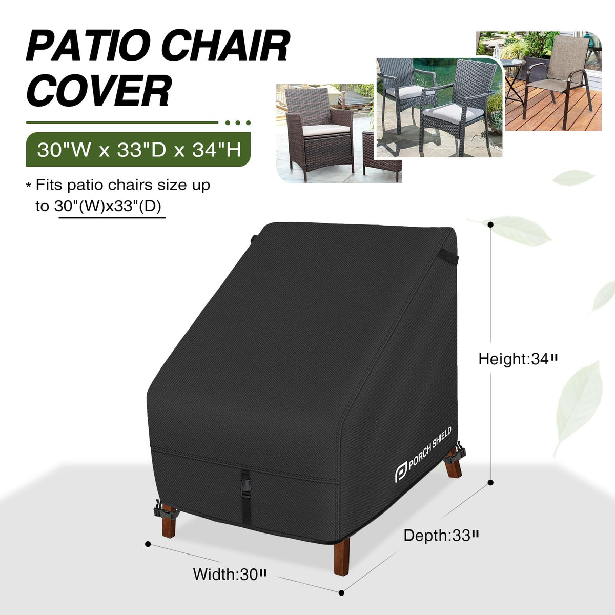 Porch Shield waterproof patio chair cover side view guarding against wind and moisture