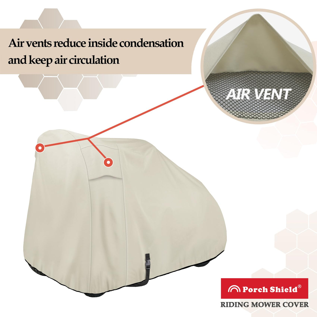 Porch Shield windproof design with elastic hem cord keeps cover secure.