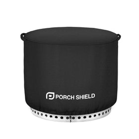 Porch Shield Yukon cover fits 28-inch round pits, protecting from sun and rain.