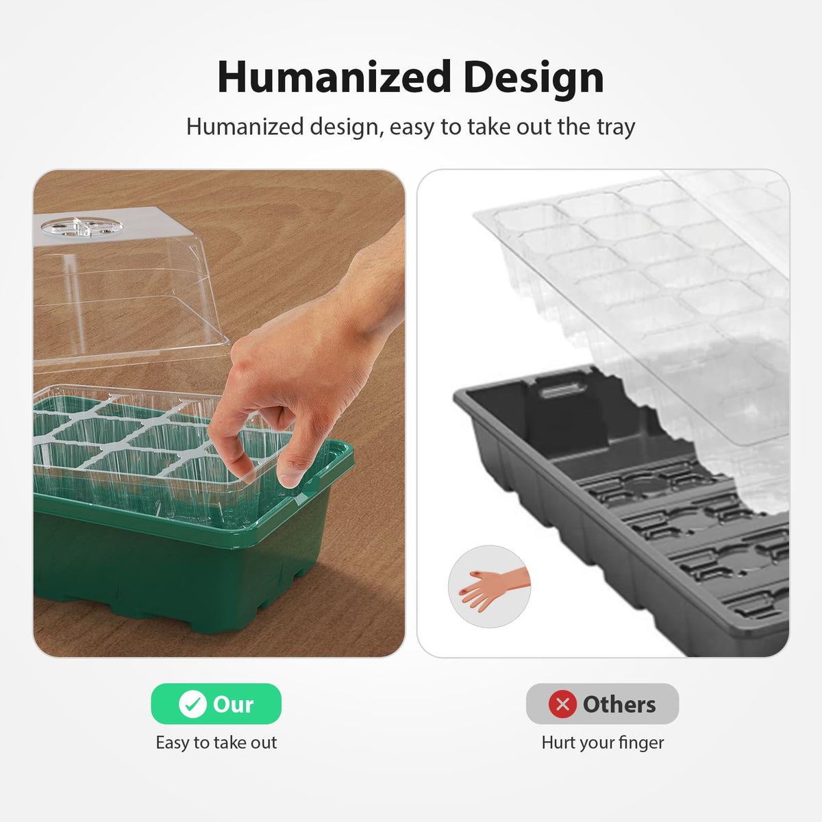 POROLIR Seed Starter Tray heightened lid supports robust seedlings in small spaces.