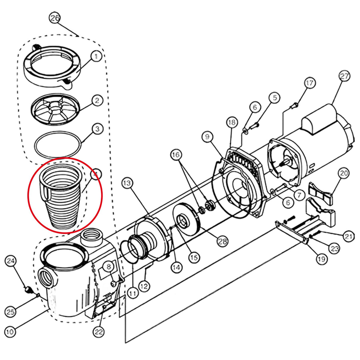 Porscan 91110040 skimmer basket debris protection improves pump safety