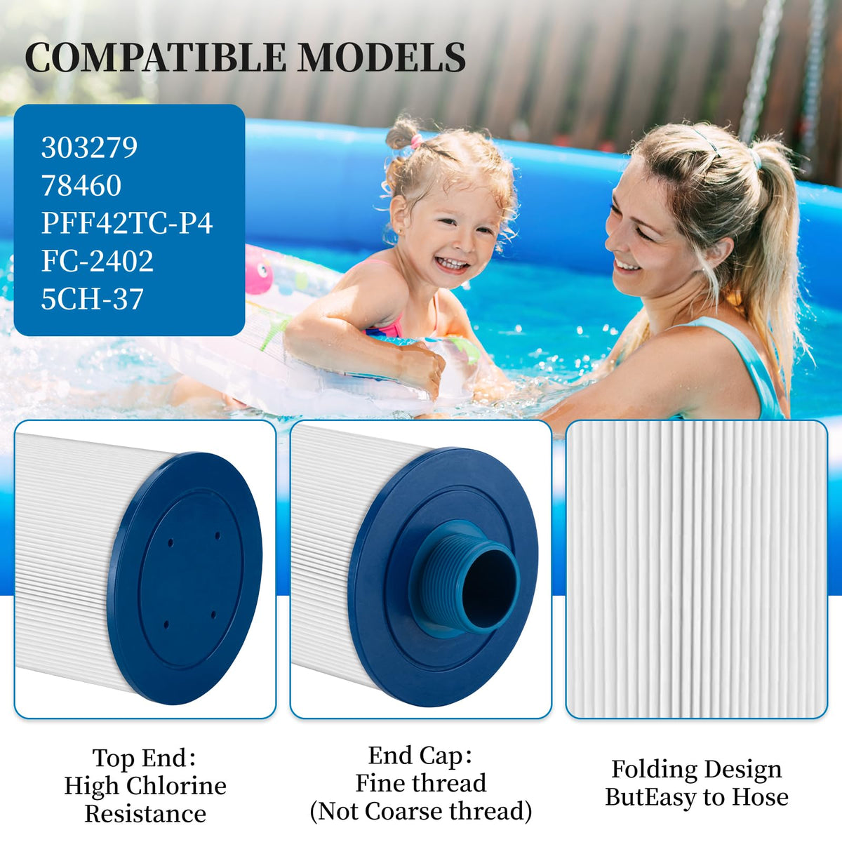 Porscan spa filter for Free Flow Azure Monterey compatibility enables high-efficiency dirt removal.