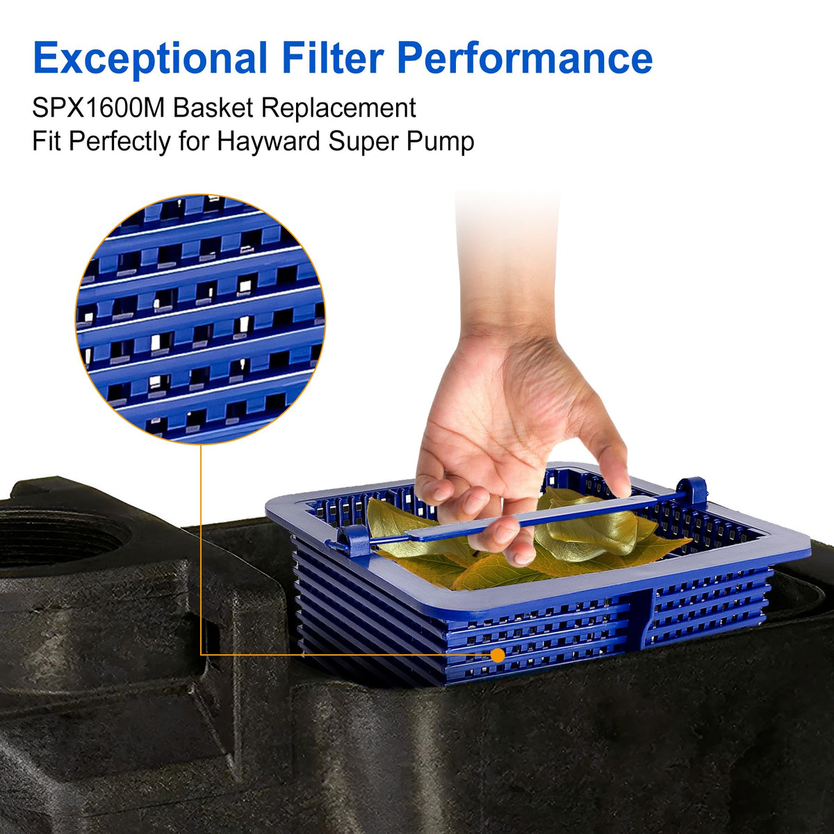 Porscan SPX1600M skimmer basket depth and size details for precise compatibility