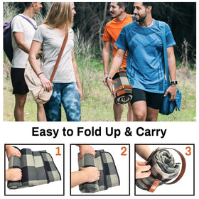 PortableAnd Picnic Blanket with PU leather handles for portable travel