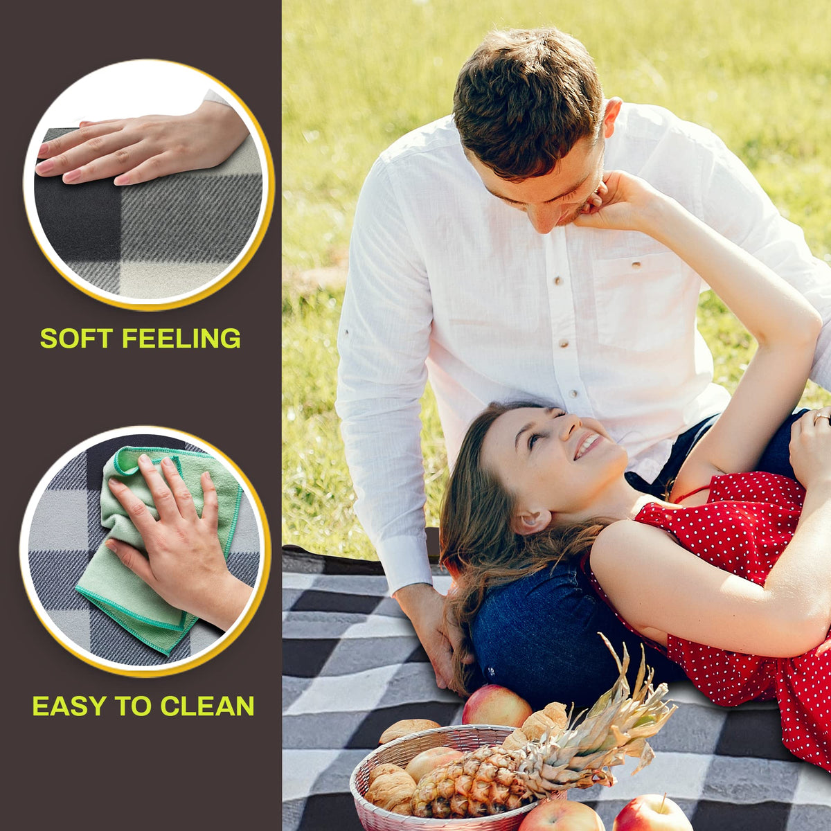 PortableAnd Picnic Blanket sandproof top keeps seating clean at the beach